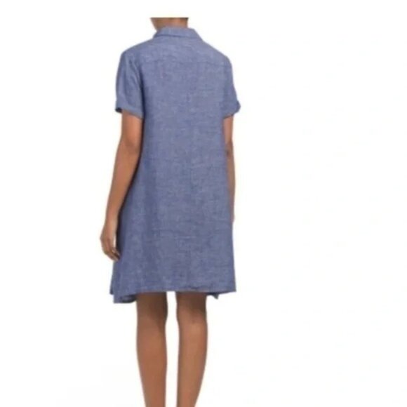 Tahari 100% Linen Short Sleeve Button Front Belted Shirt Dress Sz XS - Picture 2 of 9